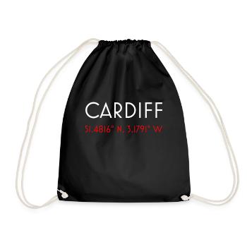 Coordonnées minimalistes de Cardiff Wales - Sac de sport léger - noir - Devant