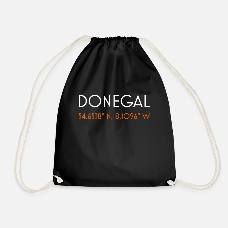 Donegal Ireland minimalist coordinates - Drawstring Bag - black