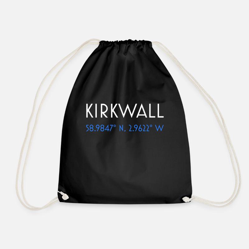 Kirkwall Orkney minimalist coordinates - Drawstring Bag - black