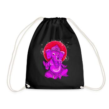 ganesha Yoga Indien Buddha Gott Meditation Elefant - Turnbeutel - Schwarz - Vorne