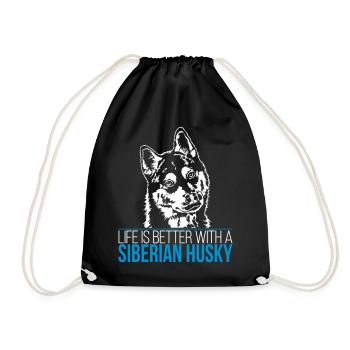 SIBERIAN HUSKY life is better - Turnbeutel - Schwarz - Vorne