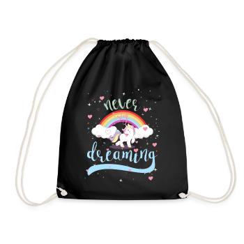 NEVER STOP DREAMING - UNICORN - Turnbeutel - Schwarz - Vorne