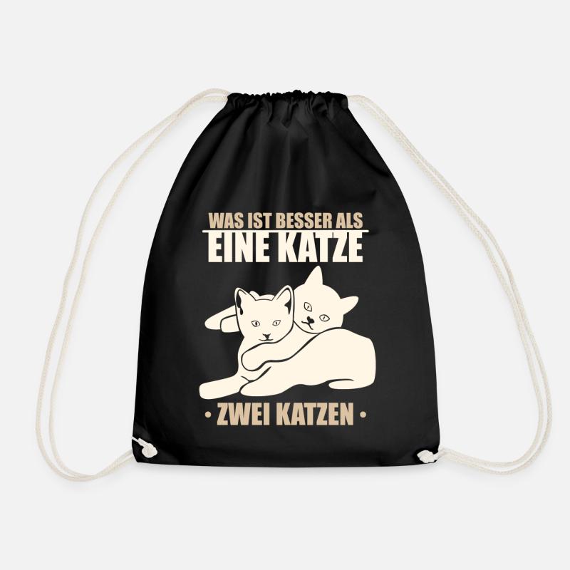 Was ist besser als eine Katze - zwei Katzen - Turnbeutel - Schwarz