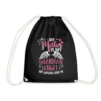 My mom is my guardian angel - Drawstring Bag - black - Front