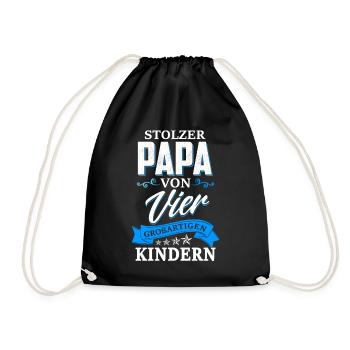 Stolzer Papa von vier großartigen Kindern - Turnbeutel - Schwarz - Vorne