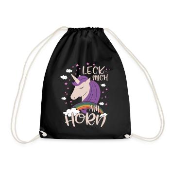 Leck mich am Horn - Einhorn - Turnbeutel - Schwarz - Vorne