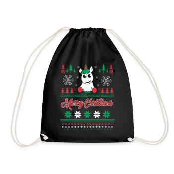 Einhorn Ugly Christmas Sweater - Turnbeutel - Schwarz - Vorne