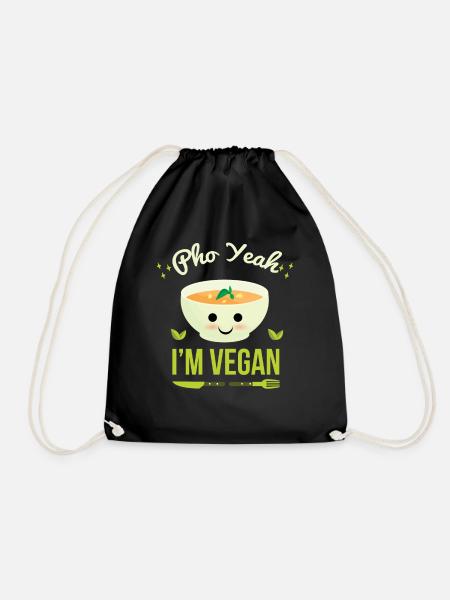 Pho Yeah! I´m Vegan | Süßes Desgin für Veganer - Turnbeutel - Schwarz