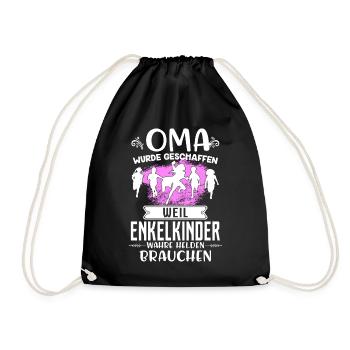Enkelkinder brauchen wahre Helden - Oma - Turnbeutel - Schwarz - Vorne