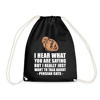 Persian Cat Cute Gift - Drawstring Bag - black - Front
