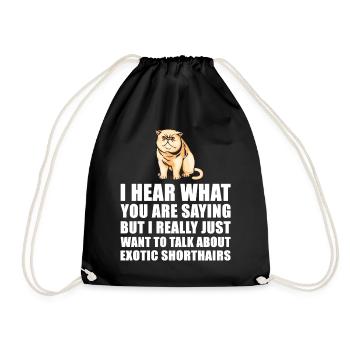 Exotic Shorthair Cat Cute Gift - Drawstring Bag - black - Front