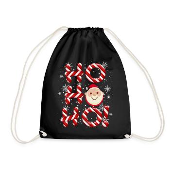 HO HO HO Weihnachtsmotiv - Turnbeutel - Schwarz - Vorne