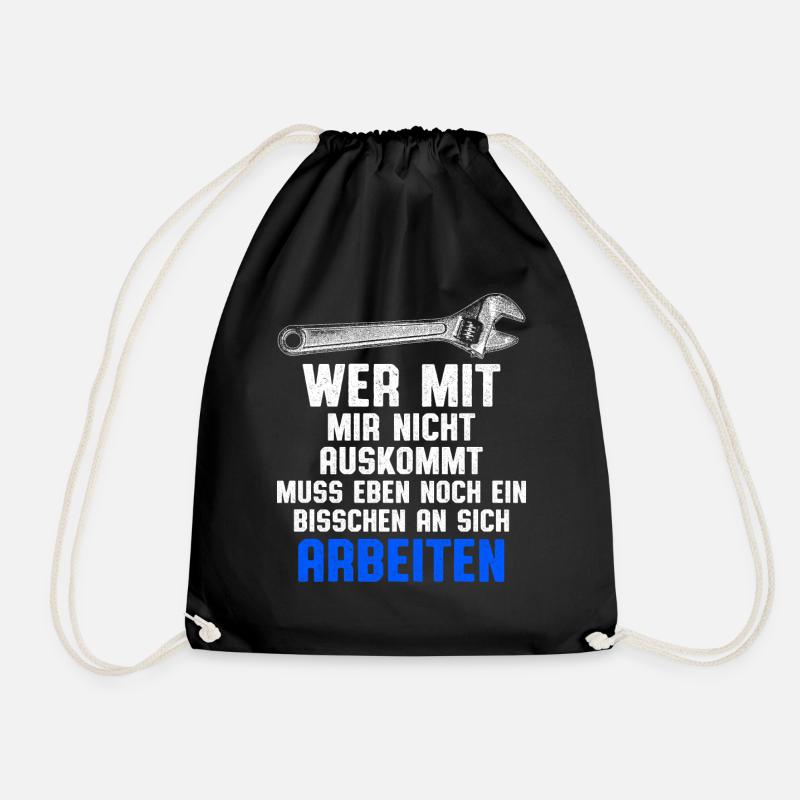 wer mit mir nicht auskommt - Spruch - Turnbeutel - Schwarz