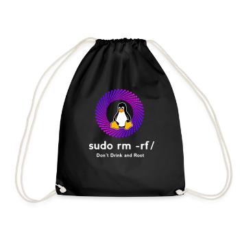 Computer Sys admin Penguin Nerd pc sudo rm -rf cod - Drawstring Bag - black - Front