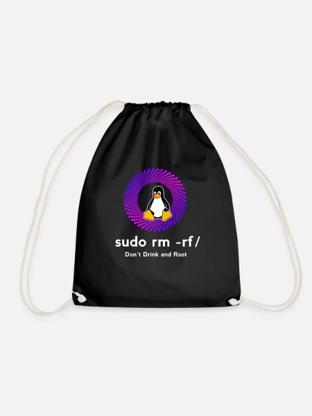 Computer Sys admin Pinguin Nerd pc sudo rm -rf cod - Turnbeutel - Schwarz