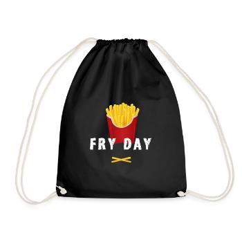 pommes fry fast food french fries freitag nerd LOl - Turnbeutel - Schwarz - Vorne