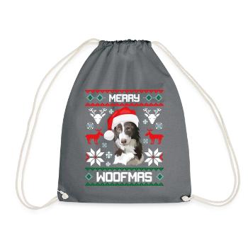 Joyeux Woofmas Border Collie laid chandail de Noël - Sac de sport léger - gris - Devant