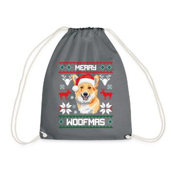 Joyeux Woofmas Corgi chien laid chandail de Noël - Sac de sport léger - gris - Devant