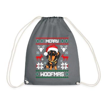 Joyeux Woofmas teckel laid chandail de Noël - Sac de sport léger - gris - Devant