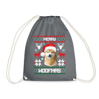 Joyeux Woofmas Shiba Inu laid chandail de Noël - Sac de sport léger - gris - Devant
