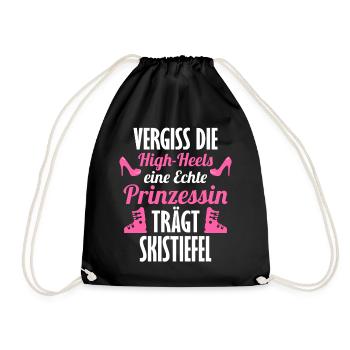 Eine echte Prinzessin trägt Skistiefel - Turnbeutel - Schwarz - Vorne