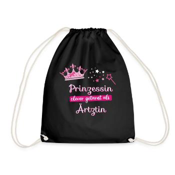 Ärztin Prinzessin Beruf Frau fee Krone beste mama - Turnbeutel - Schwarz - Vorne