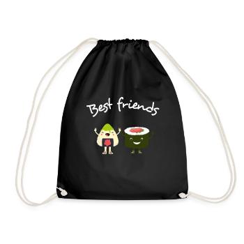 Best Friends: Sushi & Avocado daycare school japan - Drawstring Bag - black - Front