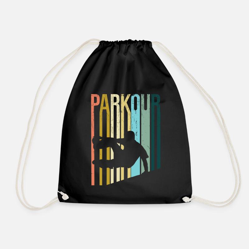 Parkour Retro - Drawstring Bag - black