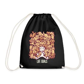 Life Goals - Golden Labrador Retriever dogs - Drawstring Bag - black - Front