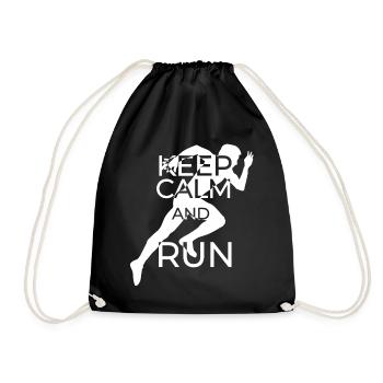 Running Motif with Quote - Drawstring Bag - black - Front