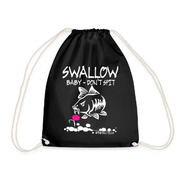 SWALLOW Baby DON'T SPIT - KARPFEN - ANGELN - CARP - Turnbeutel - Schwarz - Vorne