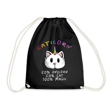 Kawaii Caticorn Unicorn Cat - licorne magique - Sac de sport léger - noir - Devant
