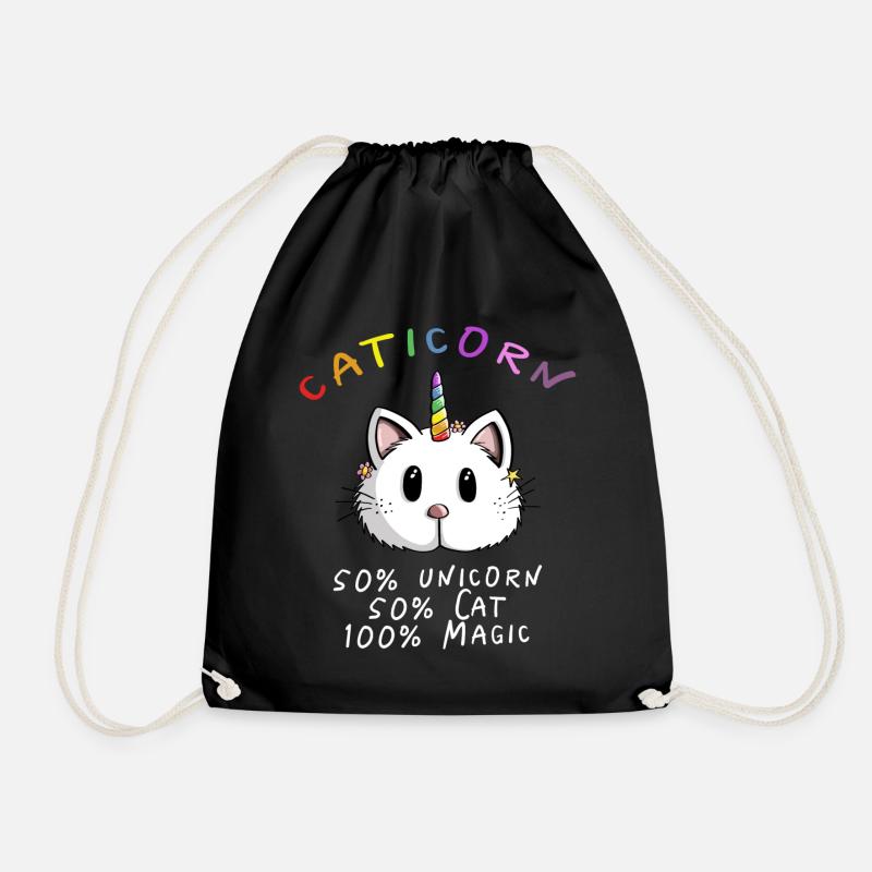 Kawaii Caticorn Einhorn Katze - Magic Unicorn - Turnbeutel - Schwarz