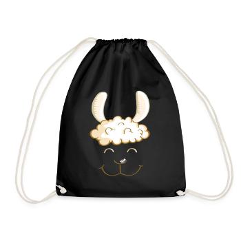Funny Lama Face - Head - Llamas - Gift - Drawstring Bag - black - Front