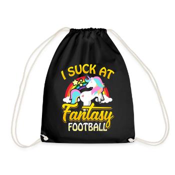 I Suck At Fantasy Football Unicorn football penalty - Drawstring Bag - black - Front