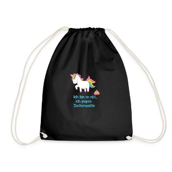 Zuckerwatte Einhorn - Turnbeutel - Schwarz - Vorne