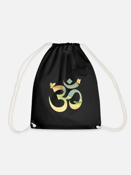 Om watercolor in pastell mit Schmetterlingen - Turnbeutel - Schwarz