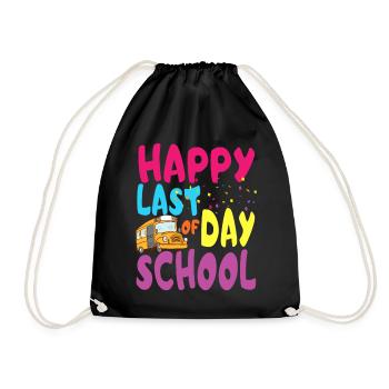 Happy last day of school - Drawstring Bag - black - Front