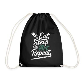 Funny Art Lover Eat Sleep Art Repeat Calligraphy - Turnbeutel - Schwarz - Vorne