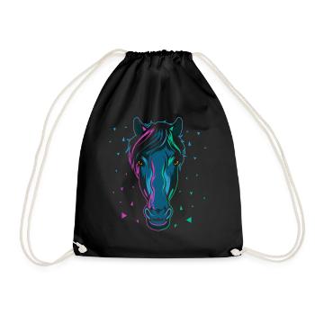 Tête de cheval cheval poney étalon équitation cadeau coloré - Sac de sport léger - noir - Devant