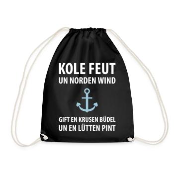 Plattdeutsch Anker Krusen Büdel Lütten Pint - Turnbeutel - Schwarz - Vorne