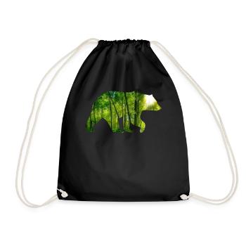 Bär Waldfreund Geschenkidee - Turnbeutel - Schwarz - Vorne