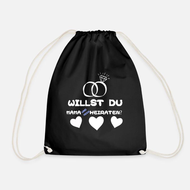 Willst du Mama und mich heiraten - Turnbeutel - Schwarz
