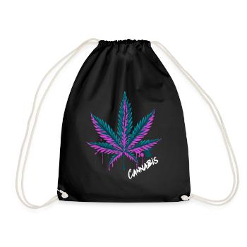 Cannabisblatt Hanfblatt - Turnbeutel - Schwarz - Vorne