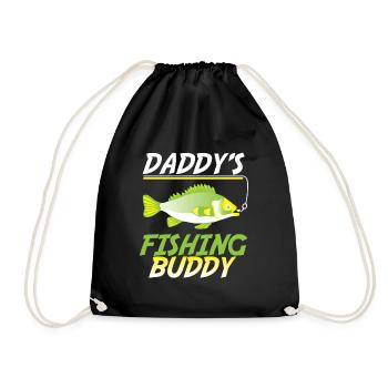 Funny Fishing Daddy's Fishing Buddy Fish Gift - Drawstring Bag - black - Front