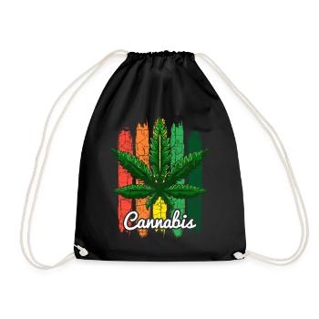 Cannabis Haschish Jamaika Hanfblatt Geschenk - Turnbeutel - Schwarz - Vorne