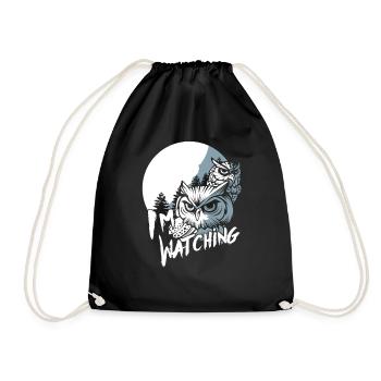 Watching Owls - Drawstring Bag - black - Front
