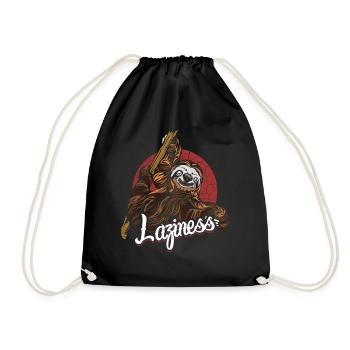 Faultier Faultiere Faulheit Geschenk Idee - Turnbeutel - Schwarz - Vorne