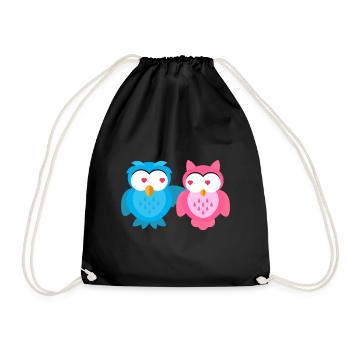 Kindermotiv verliebt Eulen Kindershirt Eule - Turnbeutel - Schwarz - Vorne