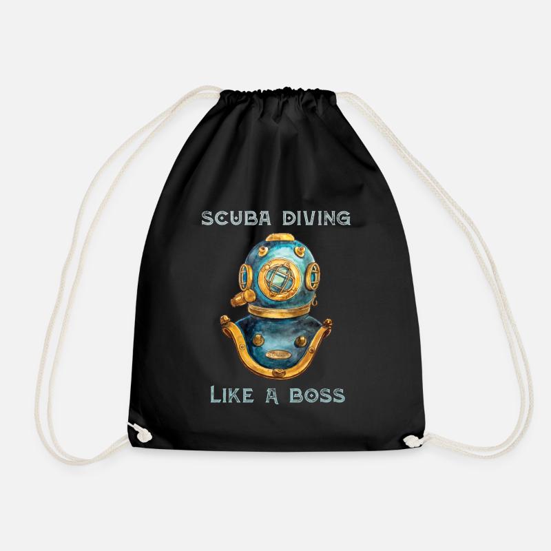 Scuba Diving Like A Boss - Drawstring Bag - black